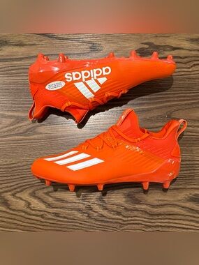 Size 11.5 Adidas Adizero SM Football Cleats Orange White FX1256 NEW